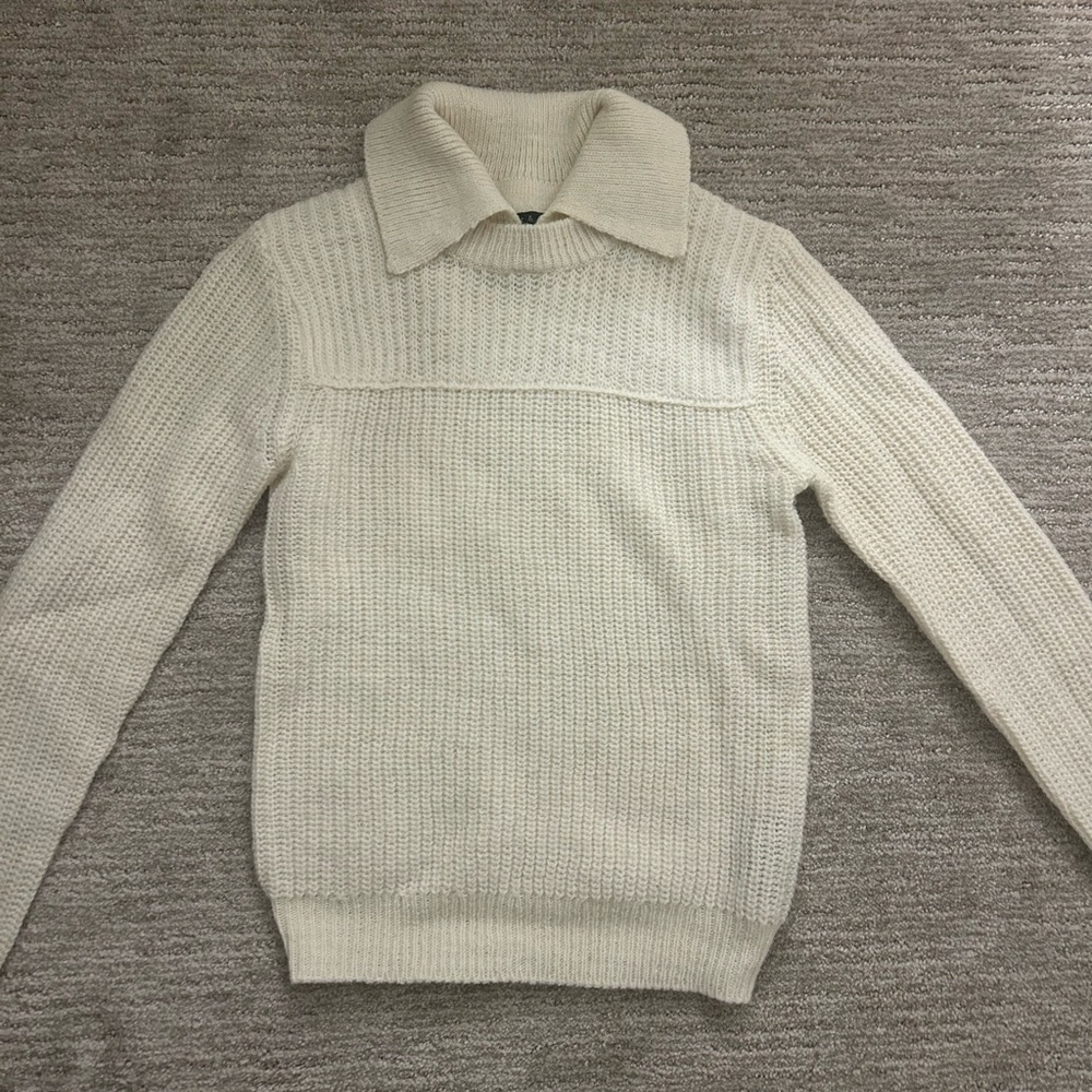 rag & bone Cream Turtleneck Sweater with Knitted Texture